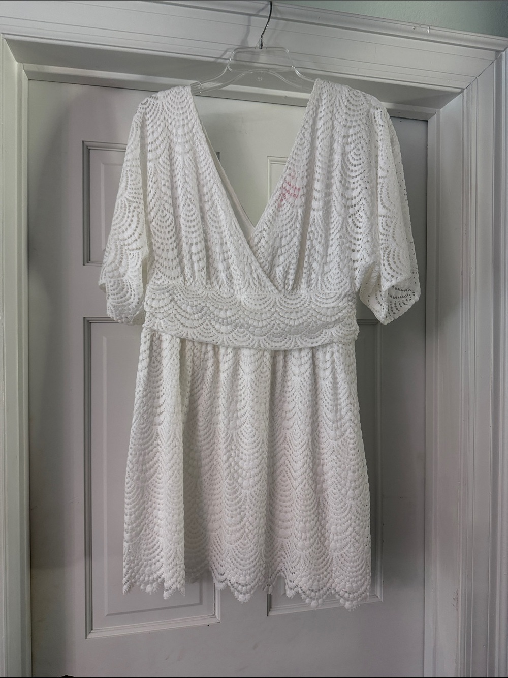 Lilly Pulitzer White Lace V-Neck Short Romper Dress